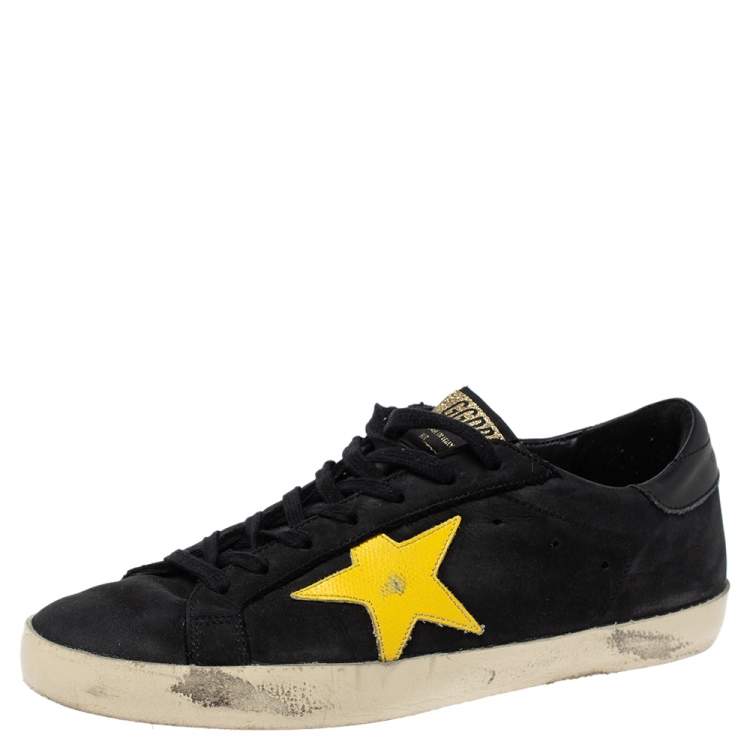 Golden Goose Black Nubuck And Yellow Leather Hi Star Sneakers Size 41 ...