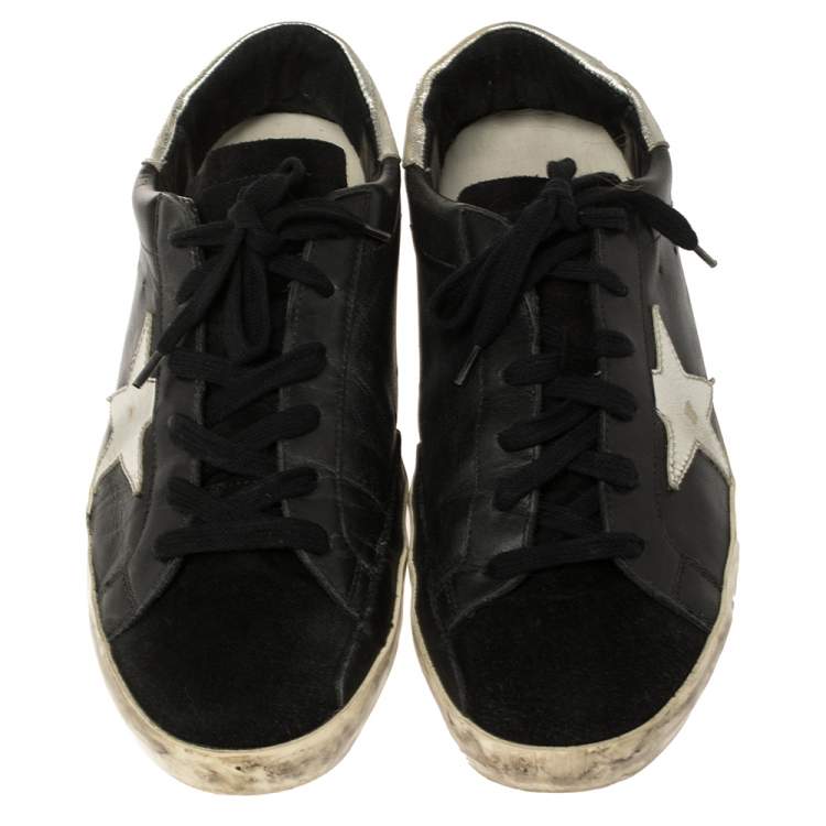 Pre Owned Golden Goose Black Leather Superstar Classic Sneakers Size 39