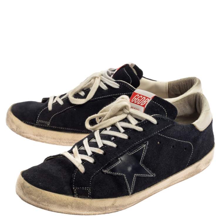 Pre Owned Golden Goose Blue Suede Leather Superstar Low Top Sneakers Size 43