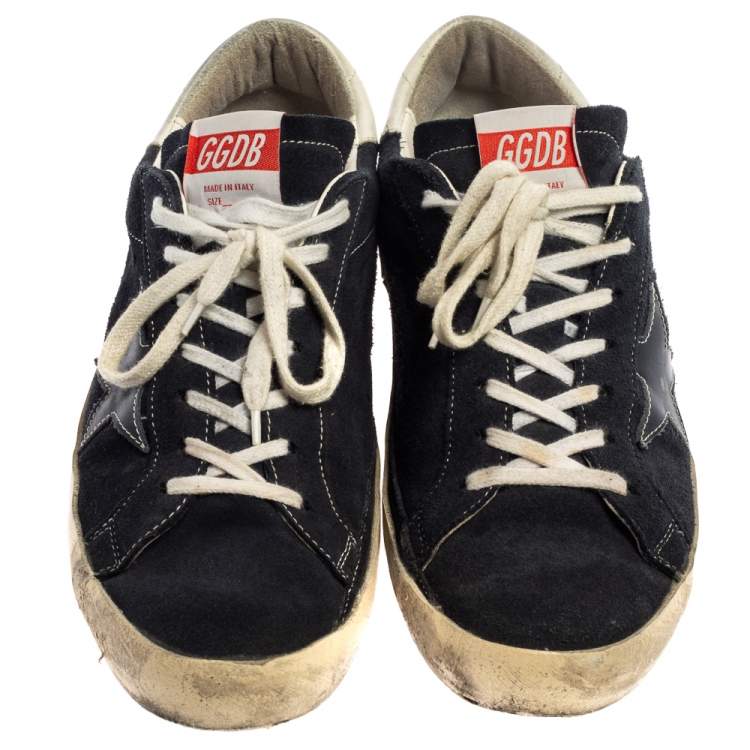 Pre Owned Golden Goose Blue Suede Leather Superstar Low Top Sneakers Size 43