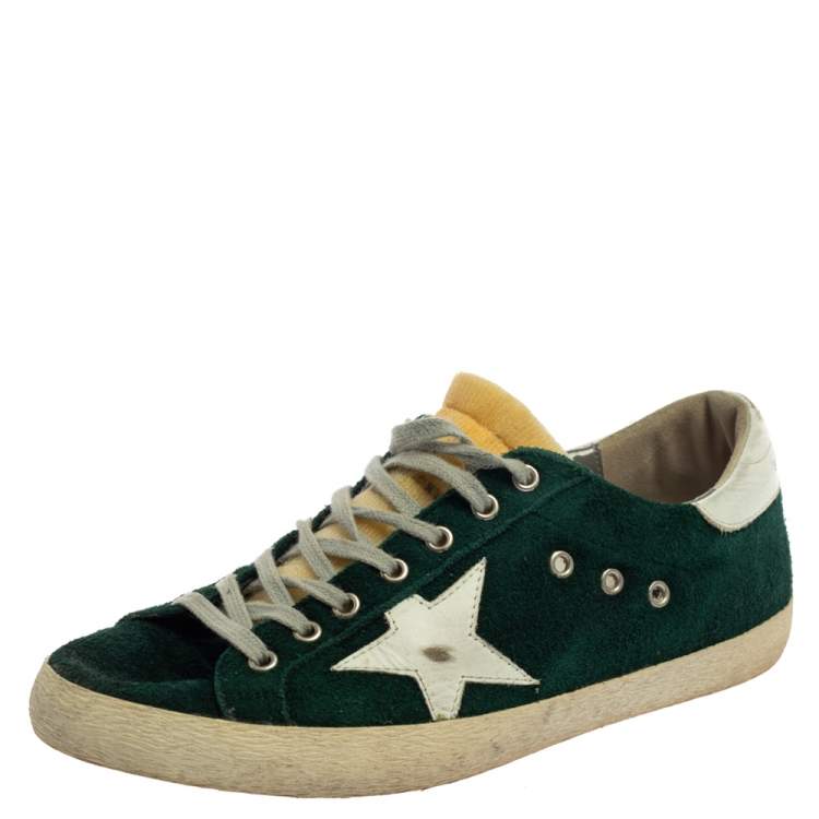 Golden Goose Green Suede Leather Superstar Low Top Sneakers Size