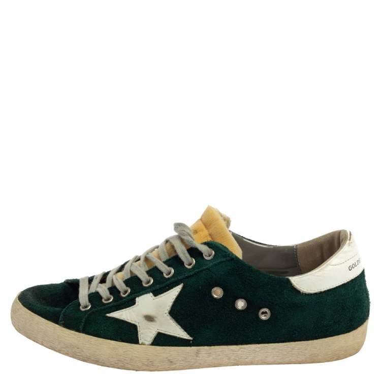 Pre Owned Golden Goose Green Suede Leather Superstar Low Top Sneakers Size 43