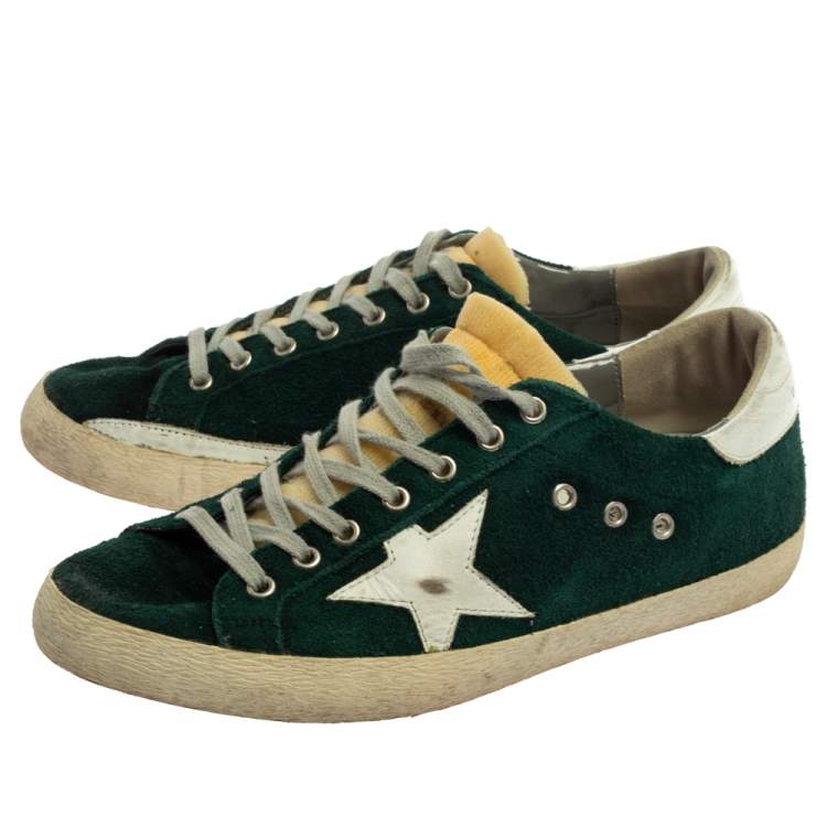 Pre Owned Golden Goose Green Suede Leather Superstar Low Top Sneakers Size 43