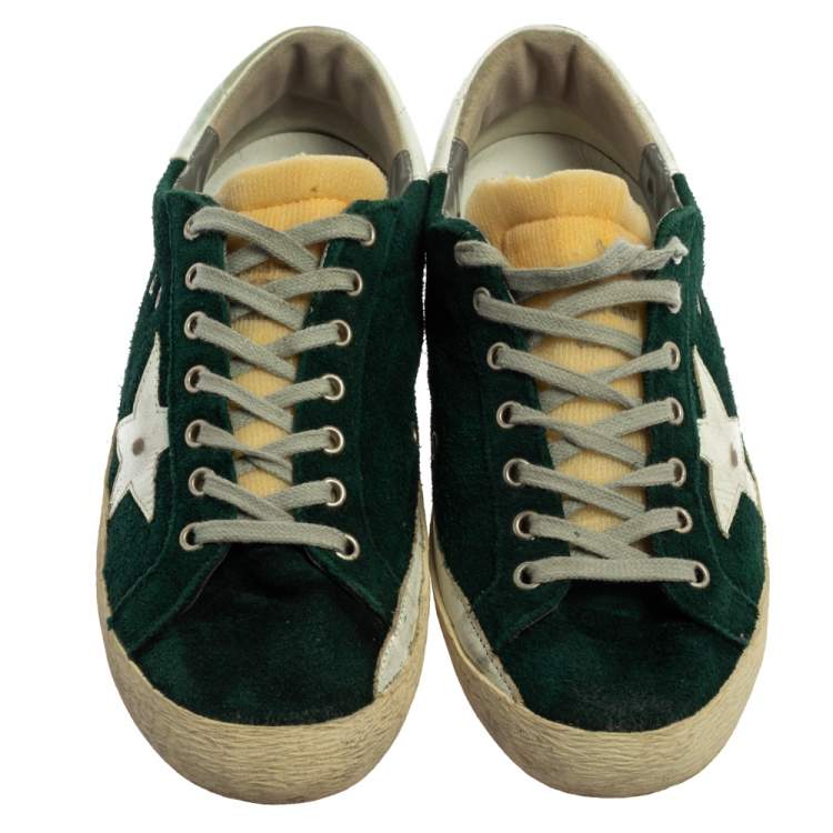 Pre Owned Golden Goose Green Suede Leather Superstar Low Top Sneakers Size 43