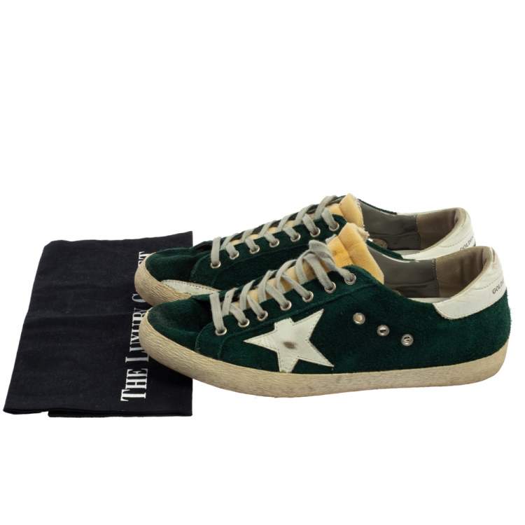 Pre Owned Golden Goose Green Suede Leather Superstar Low Top Sneakers Size 43