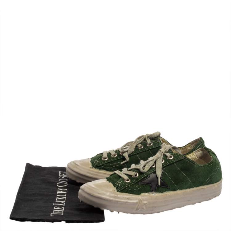 مملوكة مسبقًا Golden Goose Green Suede V Star Dip Low Top Sneakers Size 40