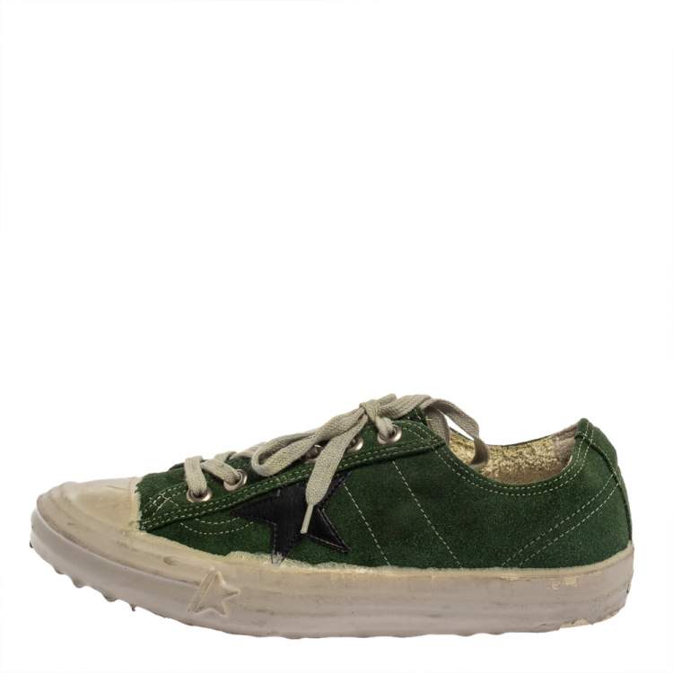 مملوكة مسبقًا Golden Goose Green Suede V Star Dip Low Top Sneakers Size 40