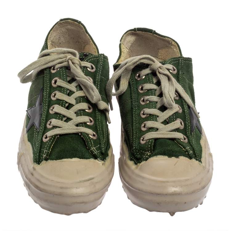 مملوكة مسبقًا Golden Goose Green Suede V Star Dip Low Top Sneakers Size 40