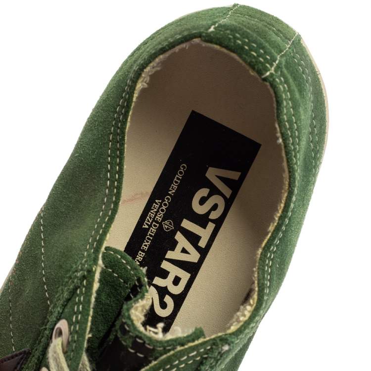 مملوكة مسبقًا Golden Goose Green Suede V Star Dip Low Top Sneakers Size 40