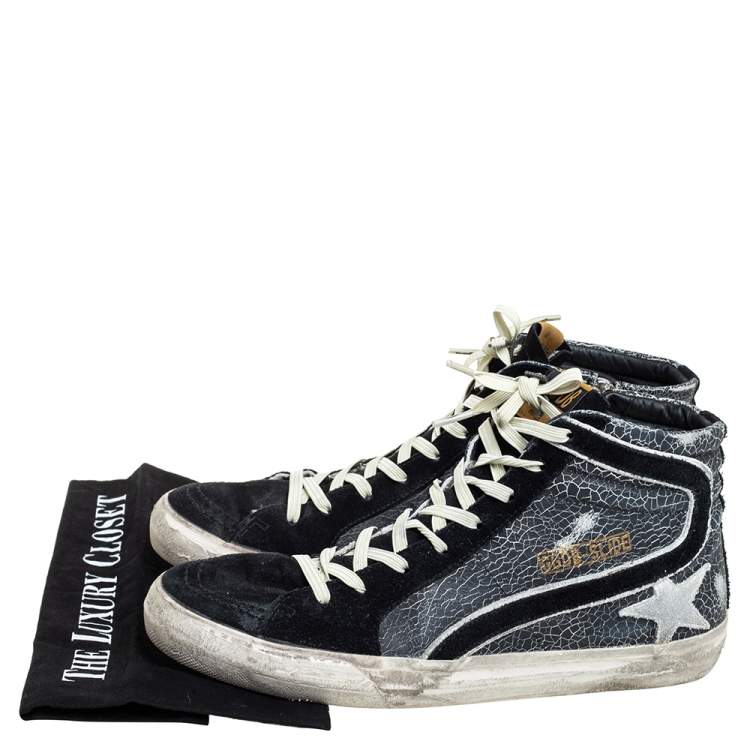 مملوكة مسبقًا Golden Goose Black/Grey Suede And Leather High Top Sneakers Size 42