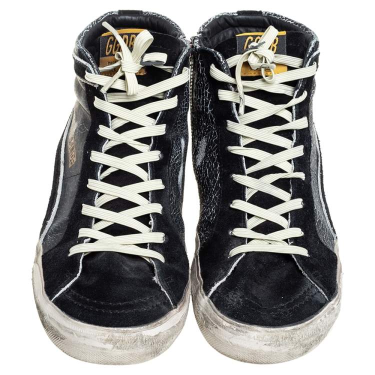 مملوكة مسبقًا Golden Goose Black/Grey Suede And Leather High Top Sneakers Size 42