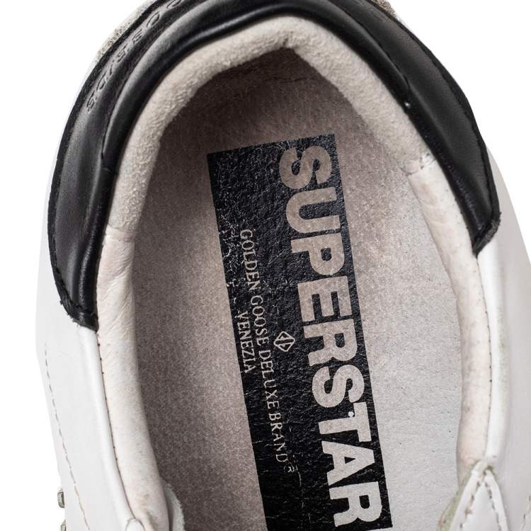 Pre Owned Golden Goose White/Grey Leather And Suede Superstar Low Top Sneakers Size 41