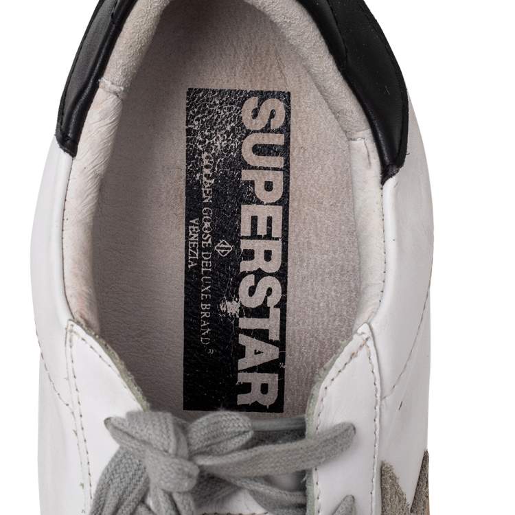 Pre Owned Golden Goose White/Grey Leather And Suede Superstar Low Top Sneakers Size 41