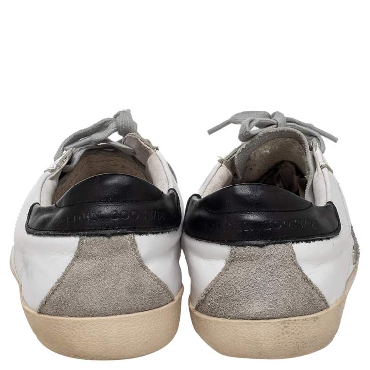 Pre Owned Golden Goose White/Grey Leather And Suede Superstar Low Top Sneakers Size 41