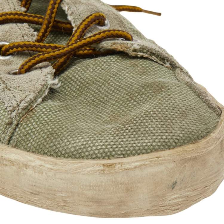 Pre Owned Golden Goose Green Canvas And Suede Francy High Top Sneakers Size 41