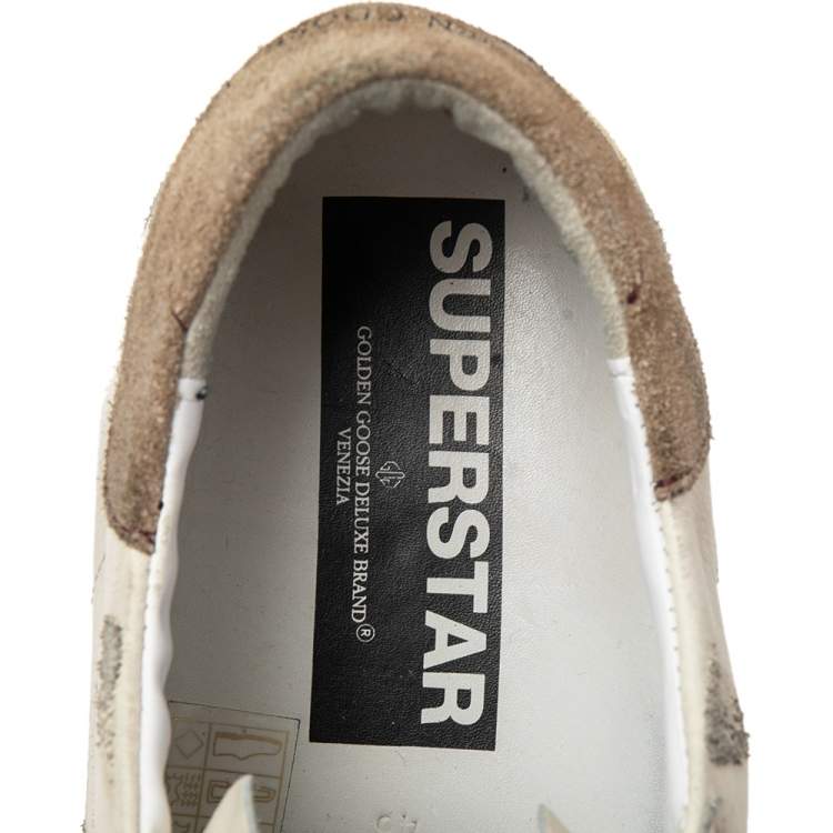Pre Owned Golden Goose White/Red Leather Superstar Sneakers Size EU 46