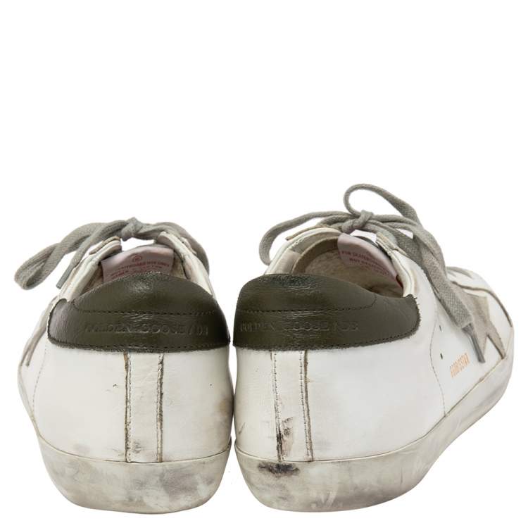 مملوكة مسبقًا Golden Goose White/Grey Leather And Suede Superstar Sneakers EU 45