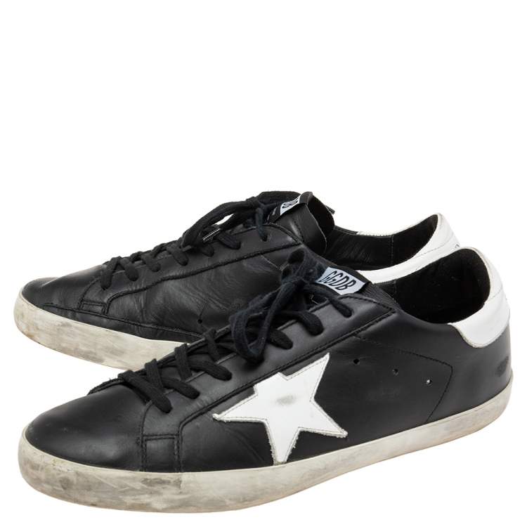 Pre Owned Golden Goose Black Leather Superstar Sneakers  Size 43