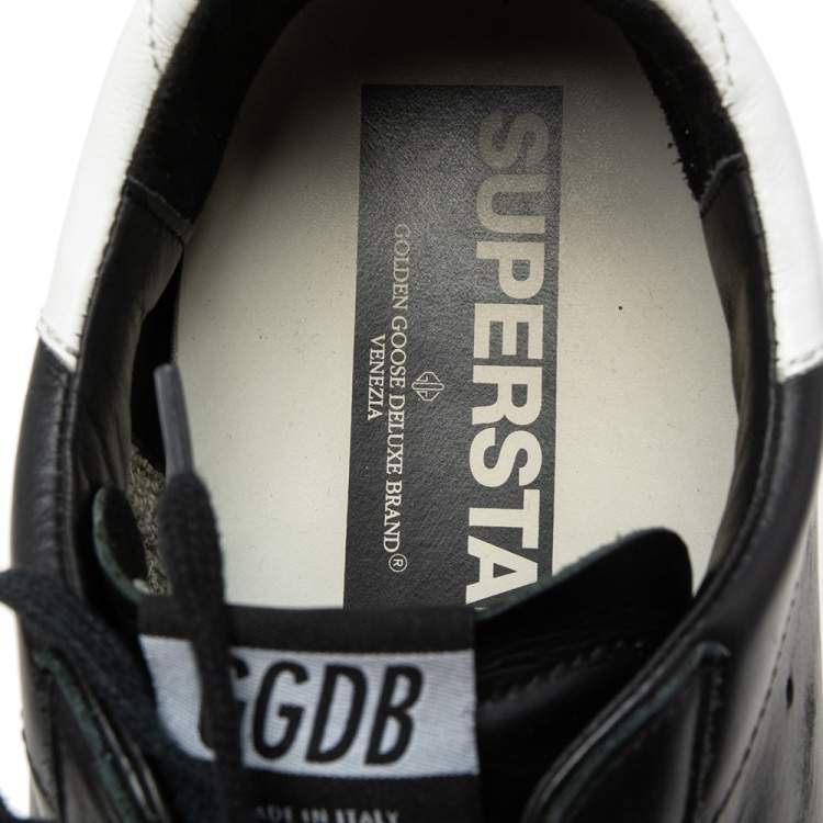 Pre Owned Golden Goose Black Leather Superstar Sneakers  Size 43