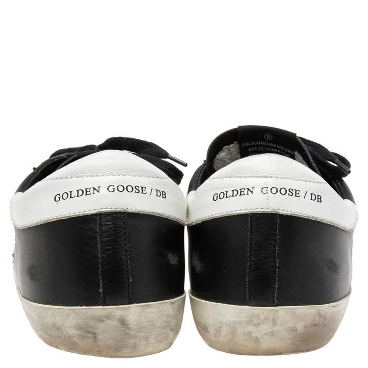 Pre Owned Golden Goose Black Leather Superstar Sneakers  Size 43