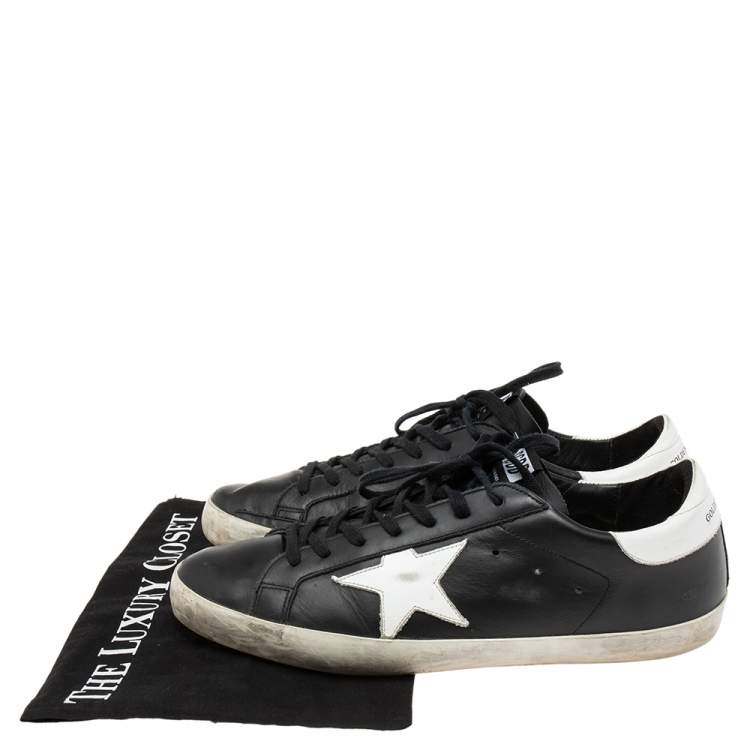 Pre Owned Golden Goose Black Leather Superstar Sneakers  Size 43