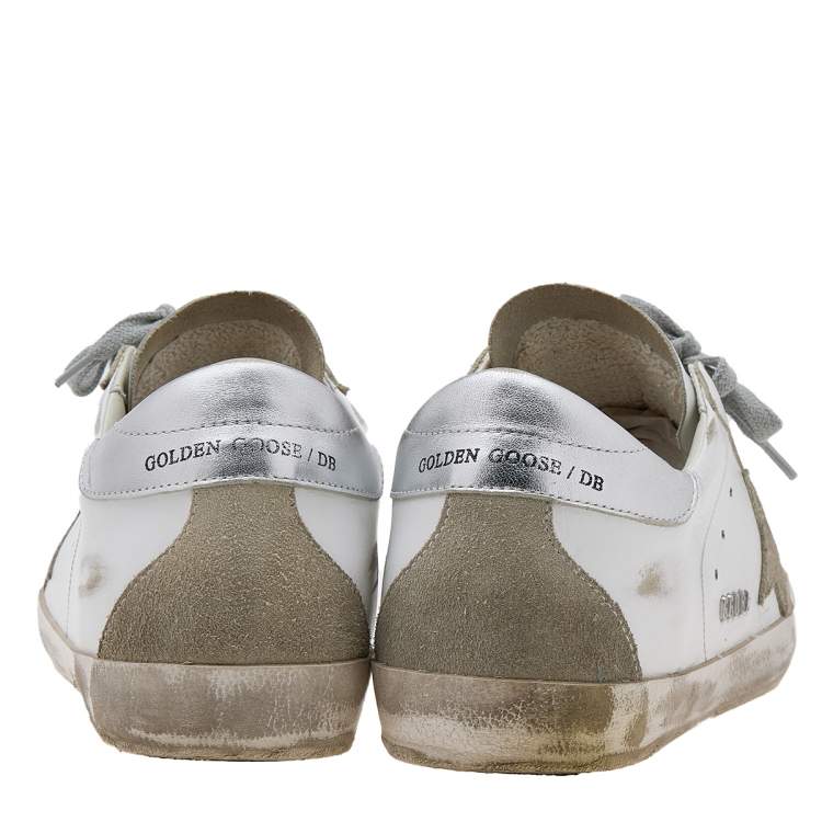 Pre Owned Golden Goose White Leather And Suede Superstar Low Top Sneakers Size 41