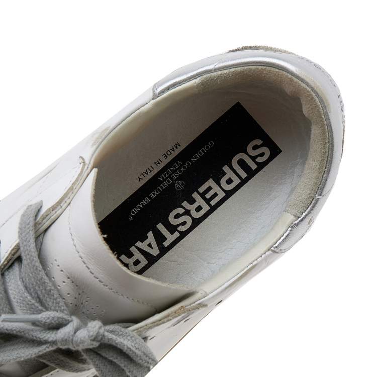 Pre Owned Golden Goose White Leather And Suede Superstar Low Top Sneakers Size 41