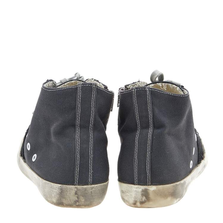 Pre Owned Golden Goose Grey/Black Canvas And Suede Francy High Top Sneakers Size 42