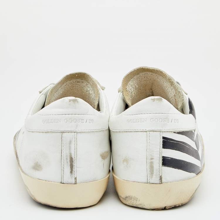 Pre Owned Golden Goose White/Grey Leather And Suede Superstar Sneakers EU 45