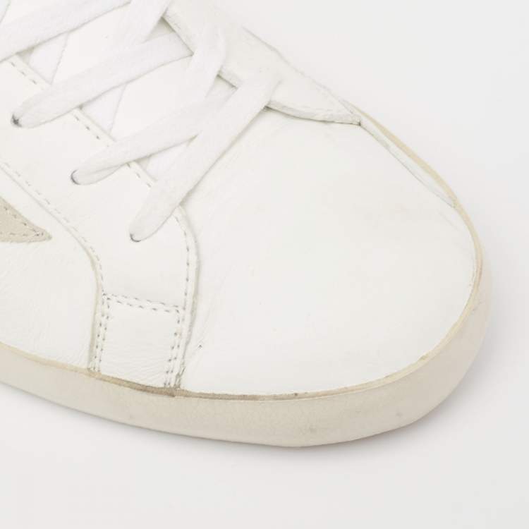 Pre Owned Golden Goose White/Red Leather Star Superstar Sneakers Size 45