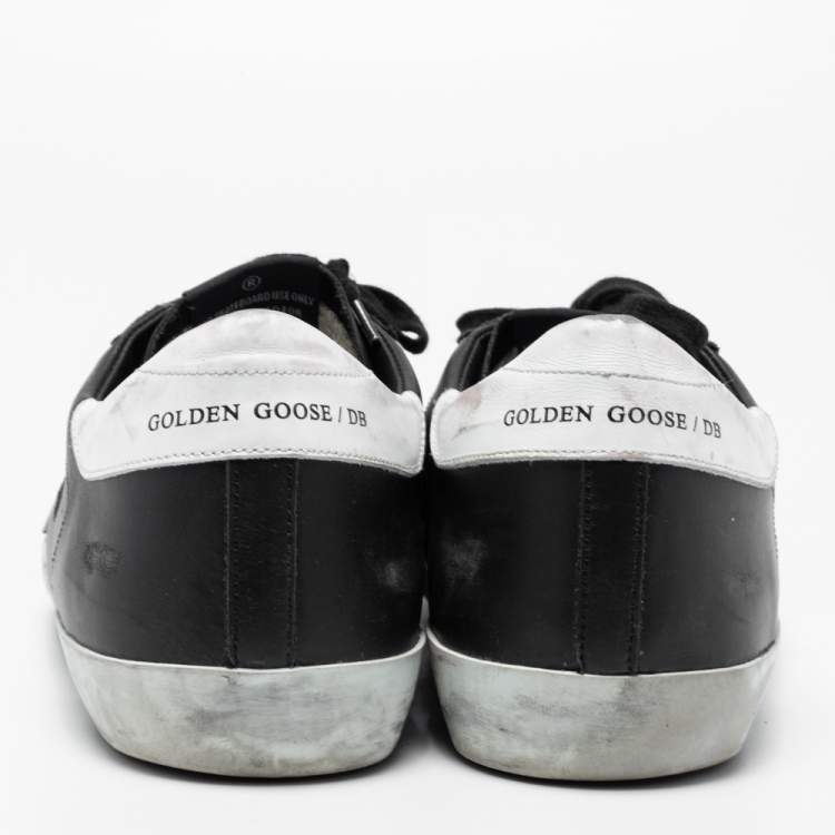 Pre Owned Golden Goose Black Leather Superstar Classic Sneakers Size 44