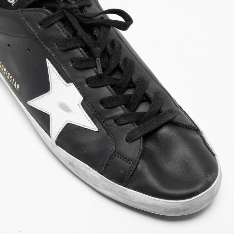 Pre Owned Golden Goose Black Leather Superstar Classic Sneakers Size 44