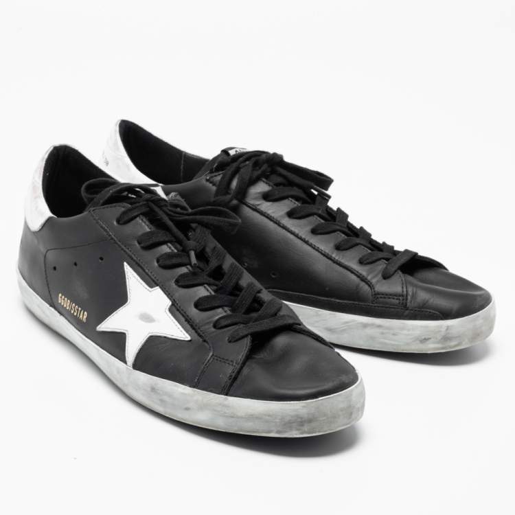 Pre Owned Golden Goose Black Leather Superstar Classic Sneakers Size 44