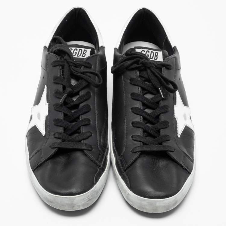 Pre Owned Golden Goose Black Leather Superstar Classic Sneakers Size 44