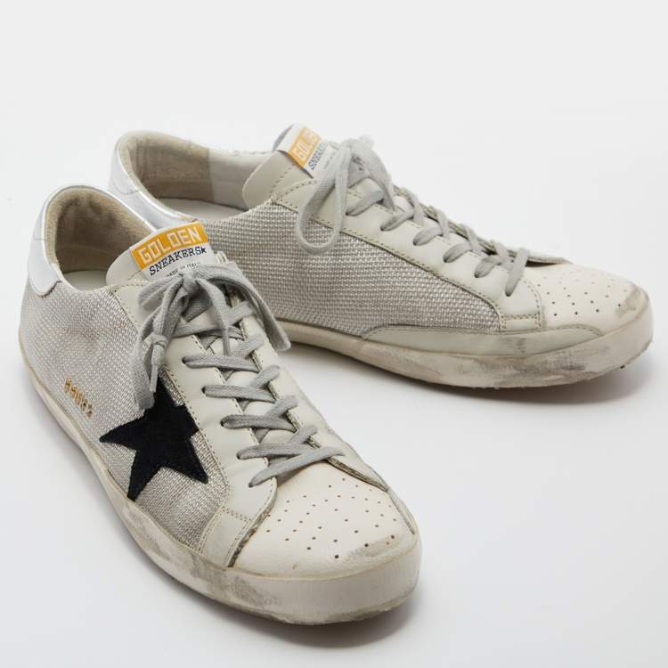 Pre Owned Golden Goose Multicolor Leather and Mesh Superstar Sneakers Size 45