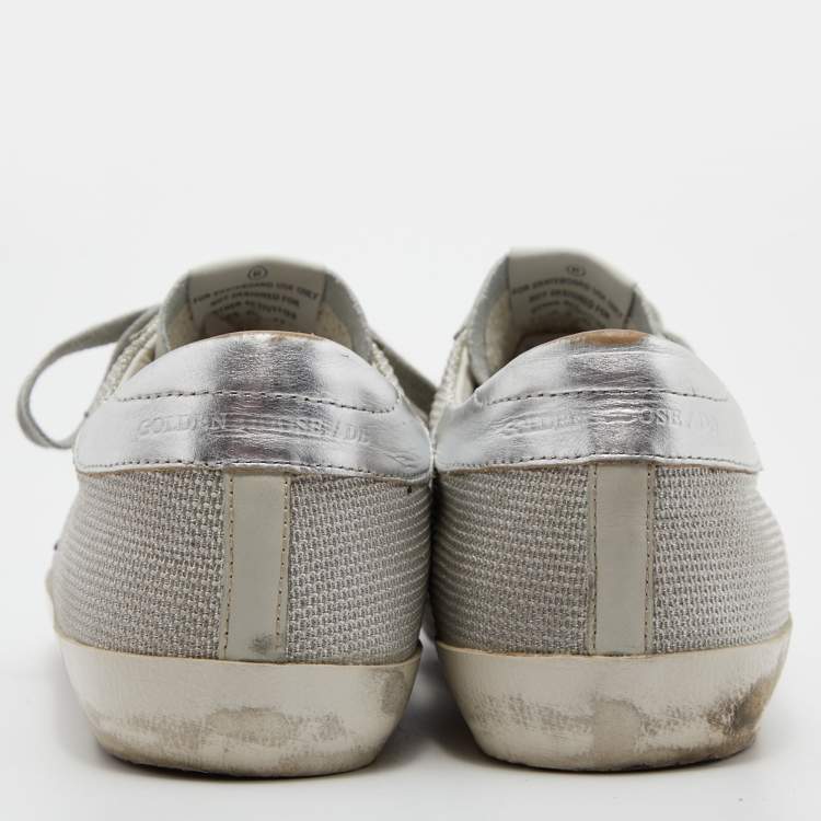 Pre Owned Golden Goose Multicolor Leather and Mesh Superstar Sneakers Size 45