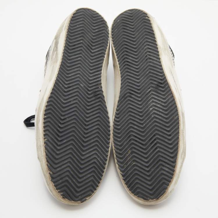 Pre Owned Golden Goose Multicolor Suede,Snake Print and Leather Superstar Lace Up Sneakers Size 45