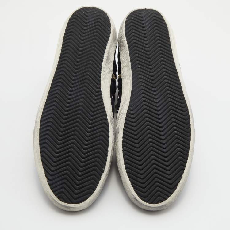 Pre Owned Golden Goose Dark Blue Suede Mid Star Sneakers Size 45