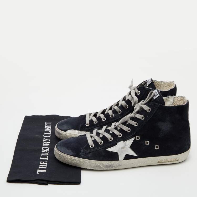 Pre Owned Golden Goose Dark Blue Suede Mid Star Sneakers Size 45