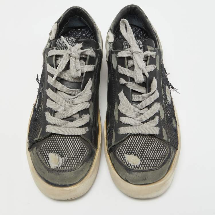 Pre Owned Golden Goose Black/Grey Mesh and Leather Stardan Sneakers Size 40