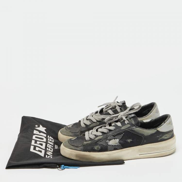 Pre Owned Golden Goose Black/Grey Mesh and Leather Stardan Sneakers Size 40