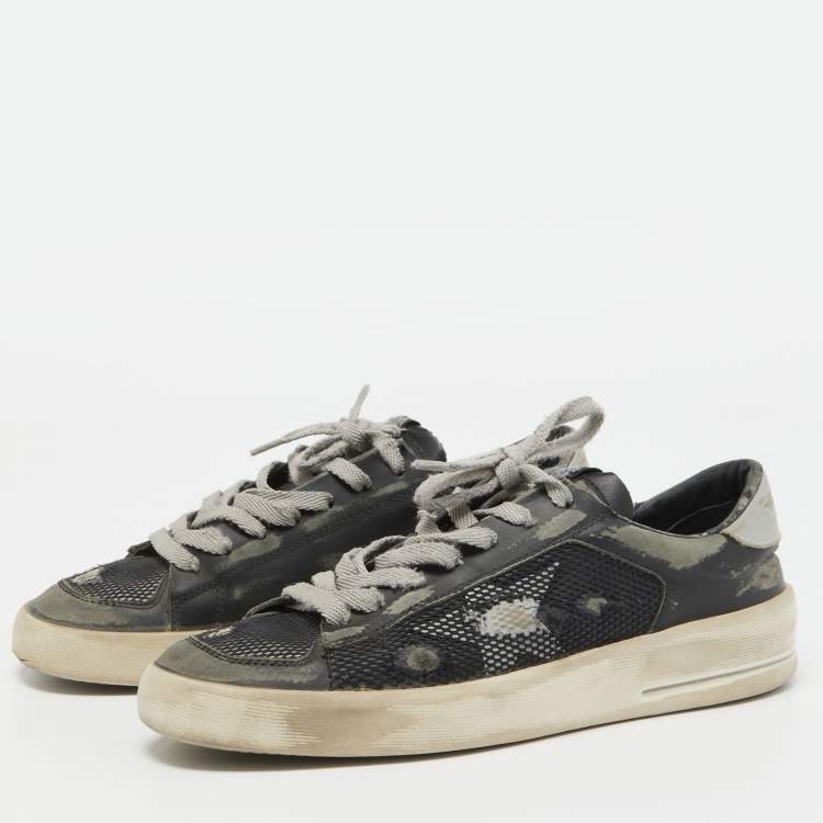 Pre Owned Golden Goose Black/Grey Mesh and Leather Stardan Sneakers Size 40