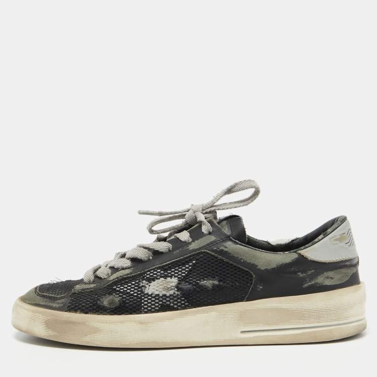 Pre Owned Golden Goose Black/Grey Mesh and Leather Stardan Sneakers Size 40