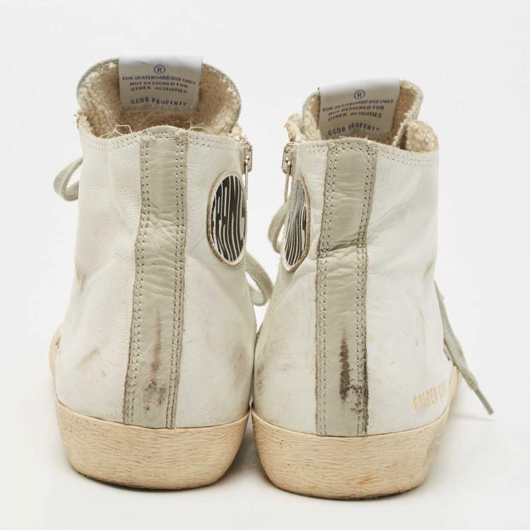 Pre Owned Golden Goose White Leather Francy High Top Sneakers Size 43
