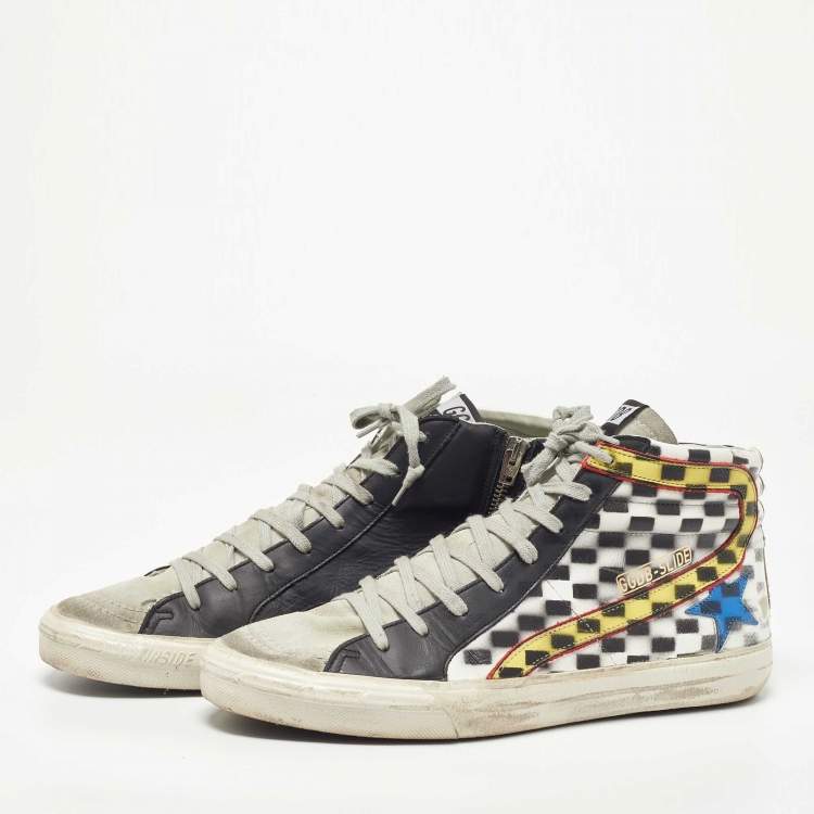 Pre Owned Golden Goose Black/Grey Leather High-top Trainers High Top Sneakers Size 44