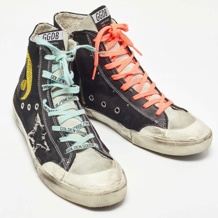 Pre Owned Golden Goose Multicolor Canvas Francy Hight  Sneakers Size 44