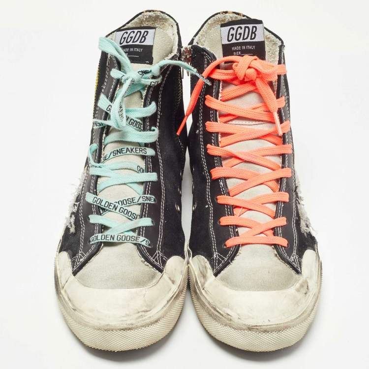 Pre Owned Golden Goose Multicolor Canvas Francy Hight  Sneakers Size 44