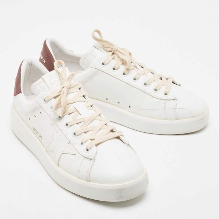 Pre Owned Golden Goose White Leather Purestar Sneakers Size 42