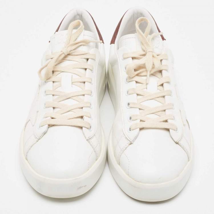 Pre Owned Golden Goose White Leather Purestar Sneakers Size 42