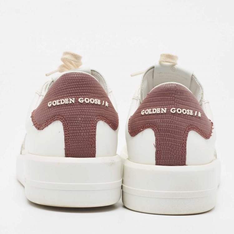 Pre Owned Golden Goose White Leather Purestar Sneakers Size 42